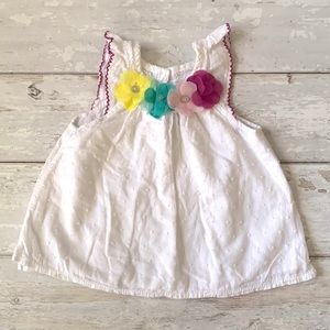 Baby Girl 12-18m Floral Tank Top White Purple Flowers Sleeveless Shirt 12m 18m